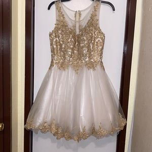 Lenovia white and gold dress